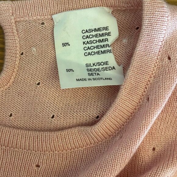 Vintage Clan Douglas Cashmere and Silk Blend Short Sleeve Pink Sweater Small - Picture 8 of 8